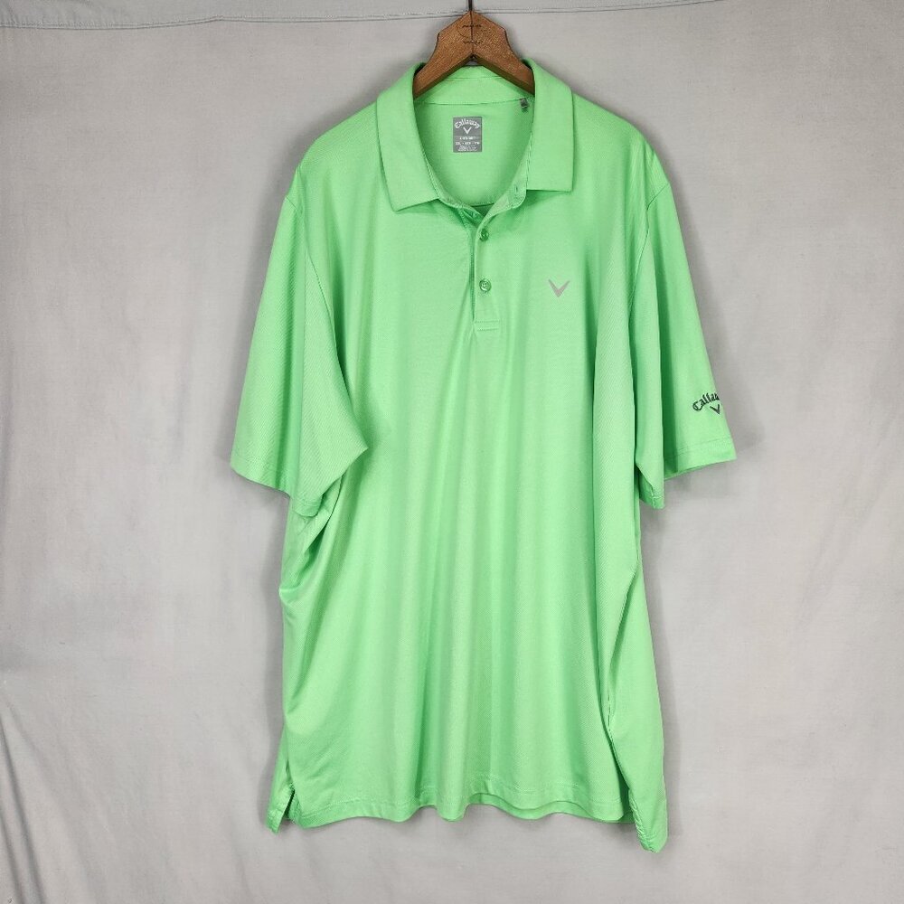 Callaway Swing Tech Golf Polo Men's XXL Opti Dri Neon Green Athleisure Shirt